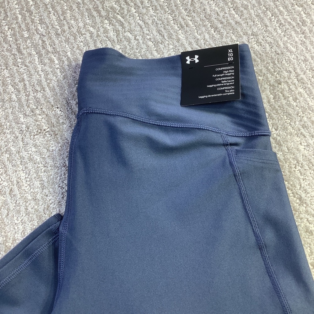 Under Armour Womens Tech Hi Rise Compression Leggings Blue Size XL NWT